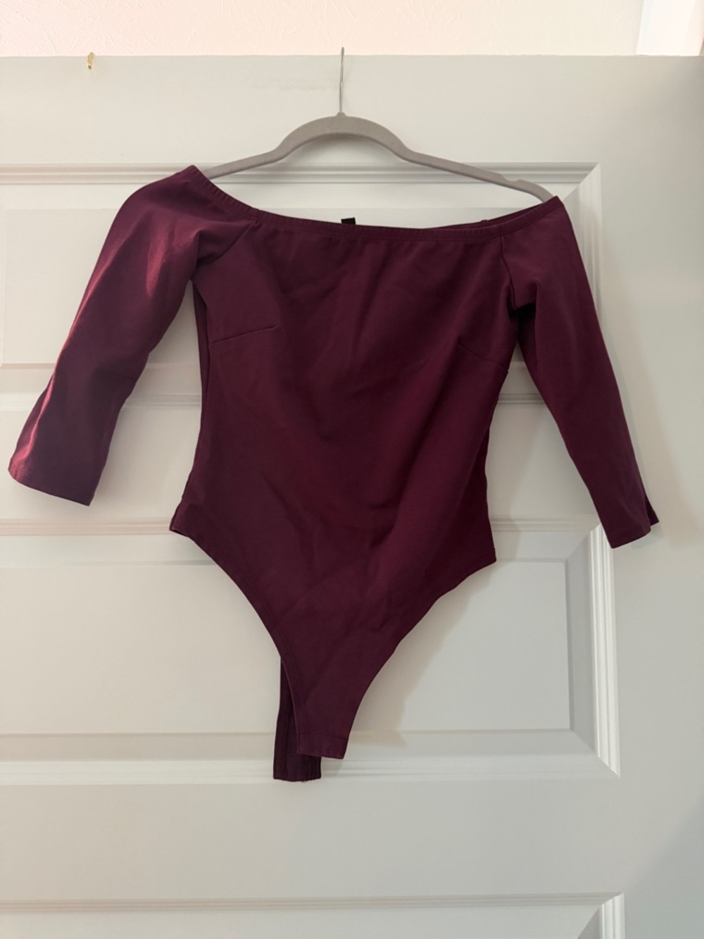 Lulu's Women’s Off-Shoulder One-Piece Bodysuit in Plum - Medium